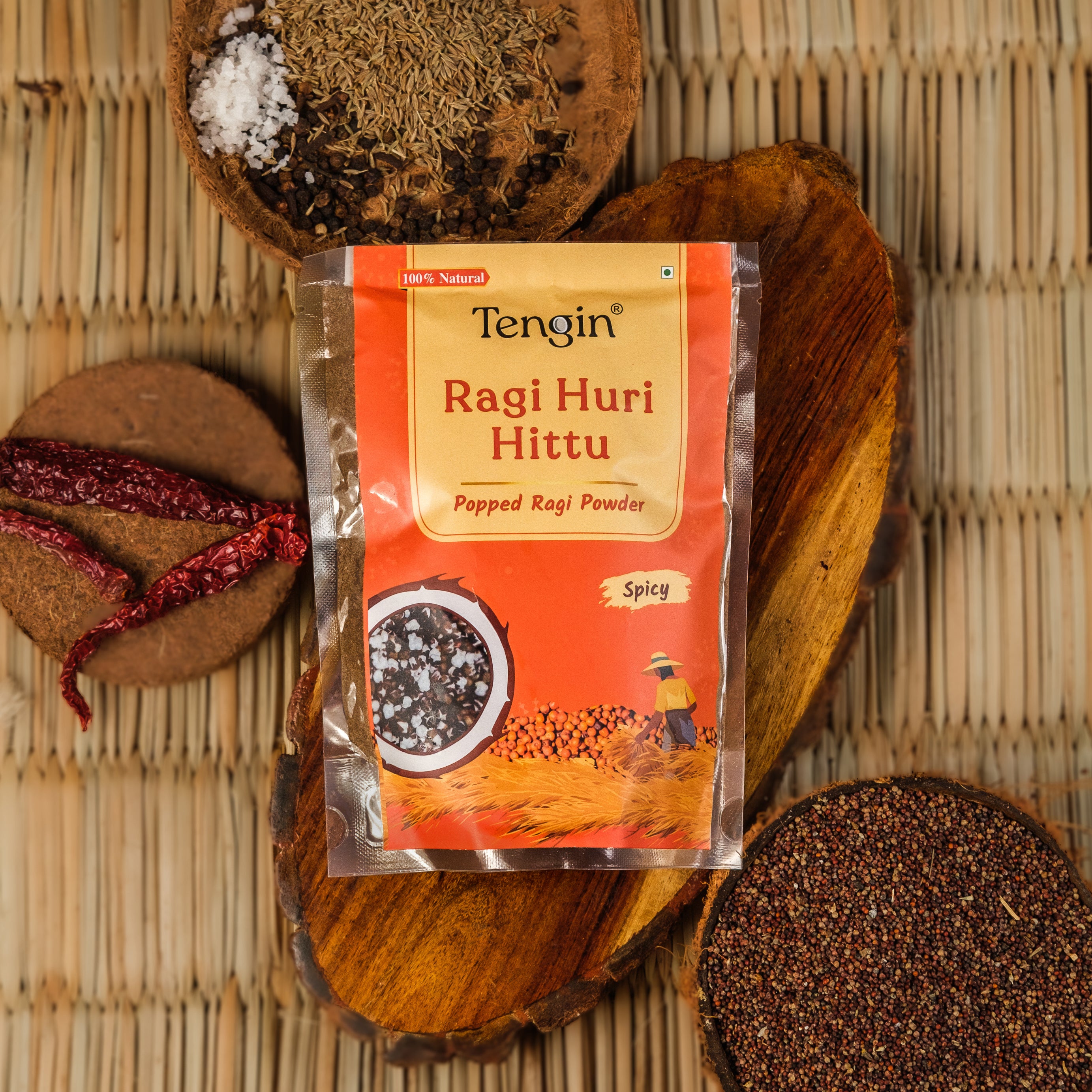 Tengin ragi huri hittu spicy traditional Karnataka village snack handmade buy online India