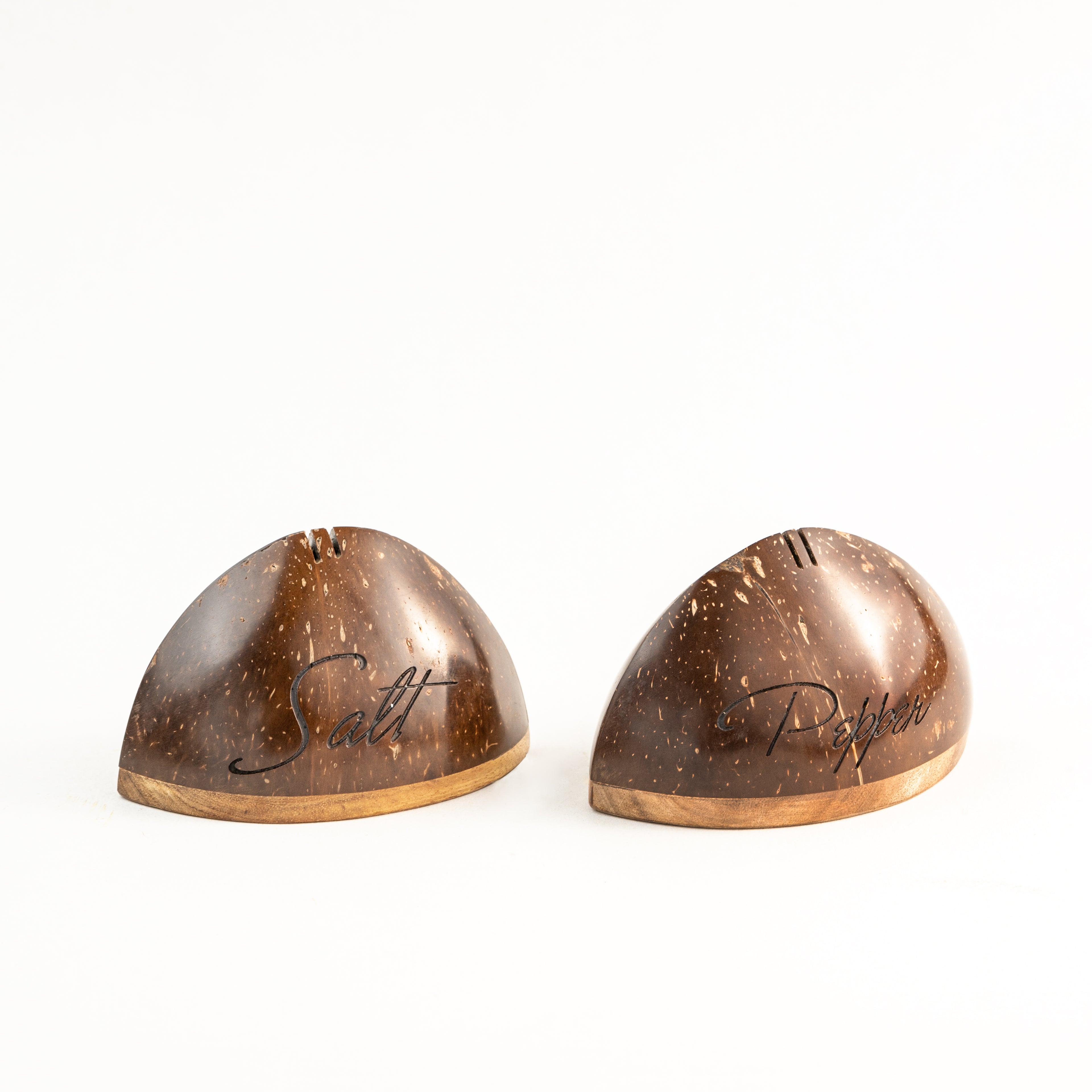 Coconut Shell Wooden Salt and Pepper Shakers Set