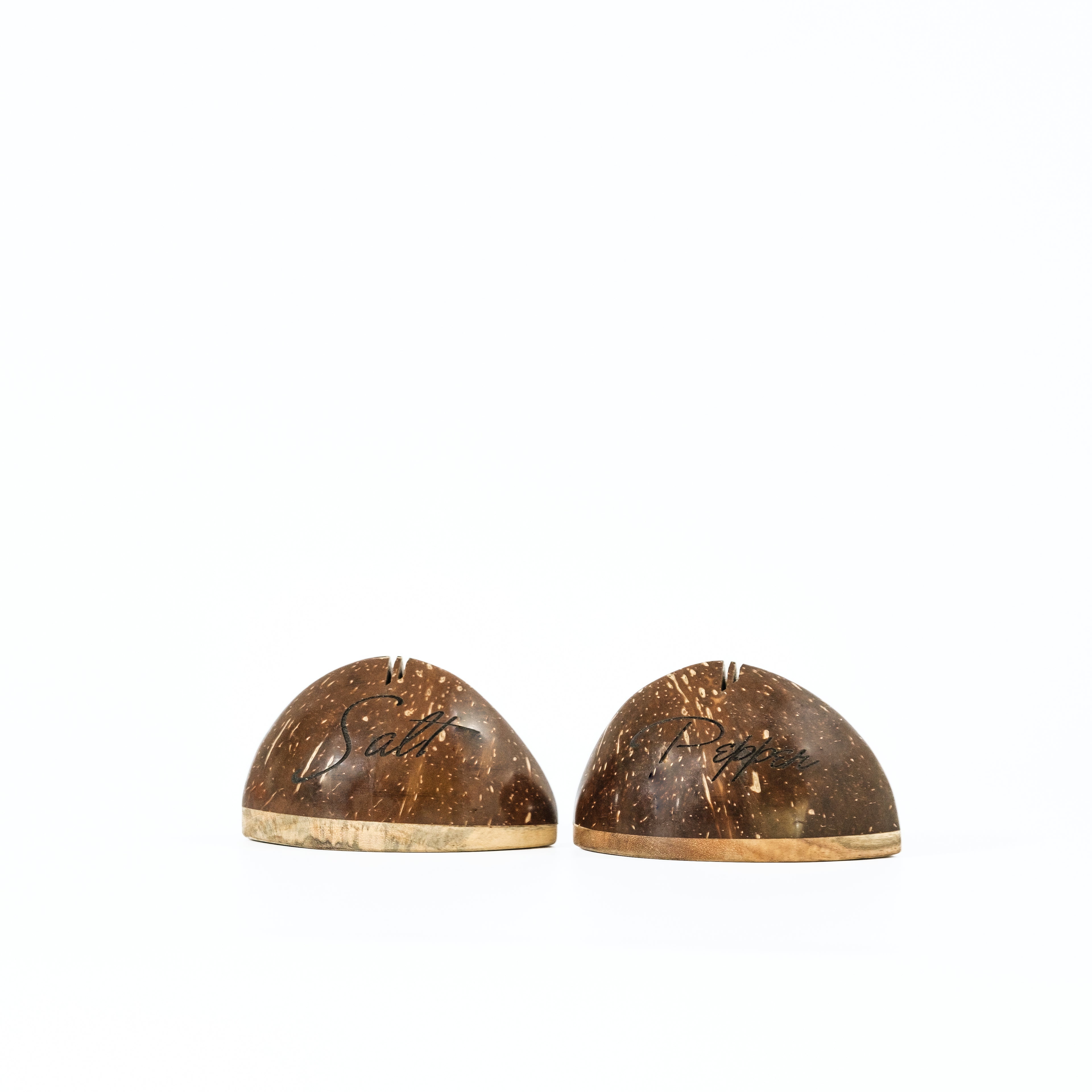 Coconut Shell Wooden Salt and Pepper Shakers Set