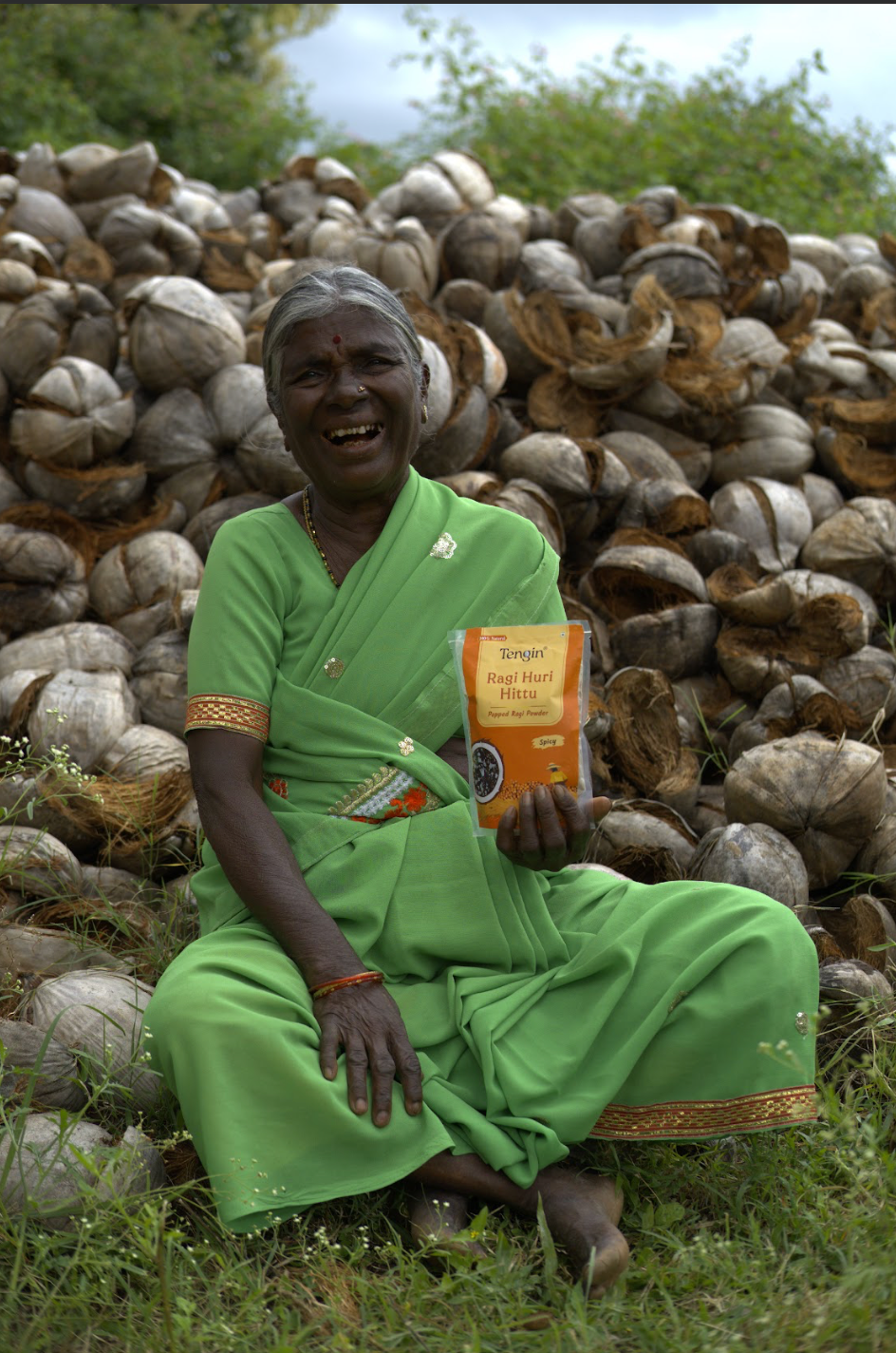 Tengin ragi huri hittu spicy Karnataka village women collective handmade natural spices