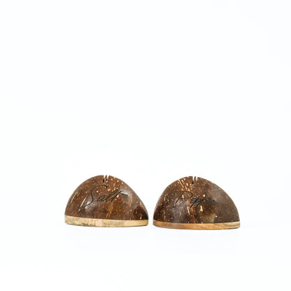 Coconut Shell Wooden Salt and Pepper Shakers Set