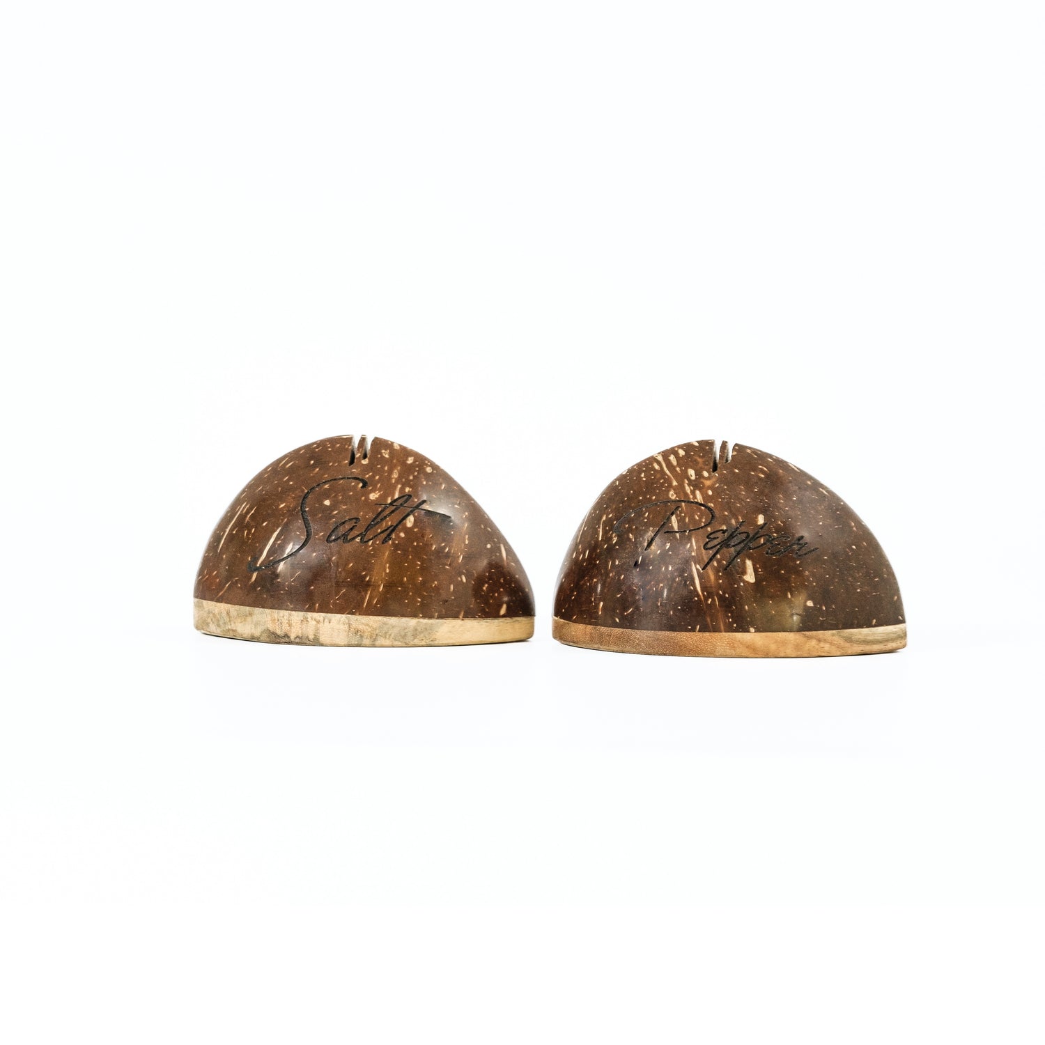 Coconut Shell Wooden Salt and Pepper Shakers Set