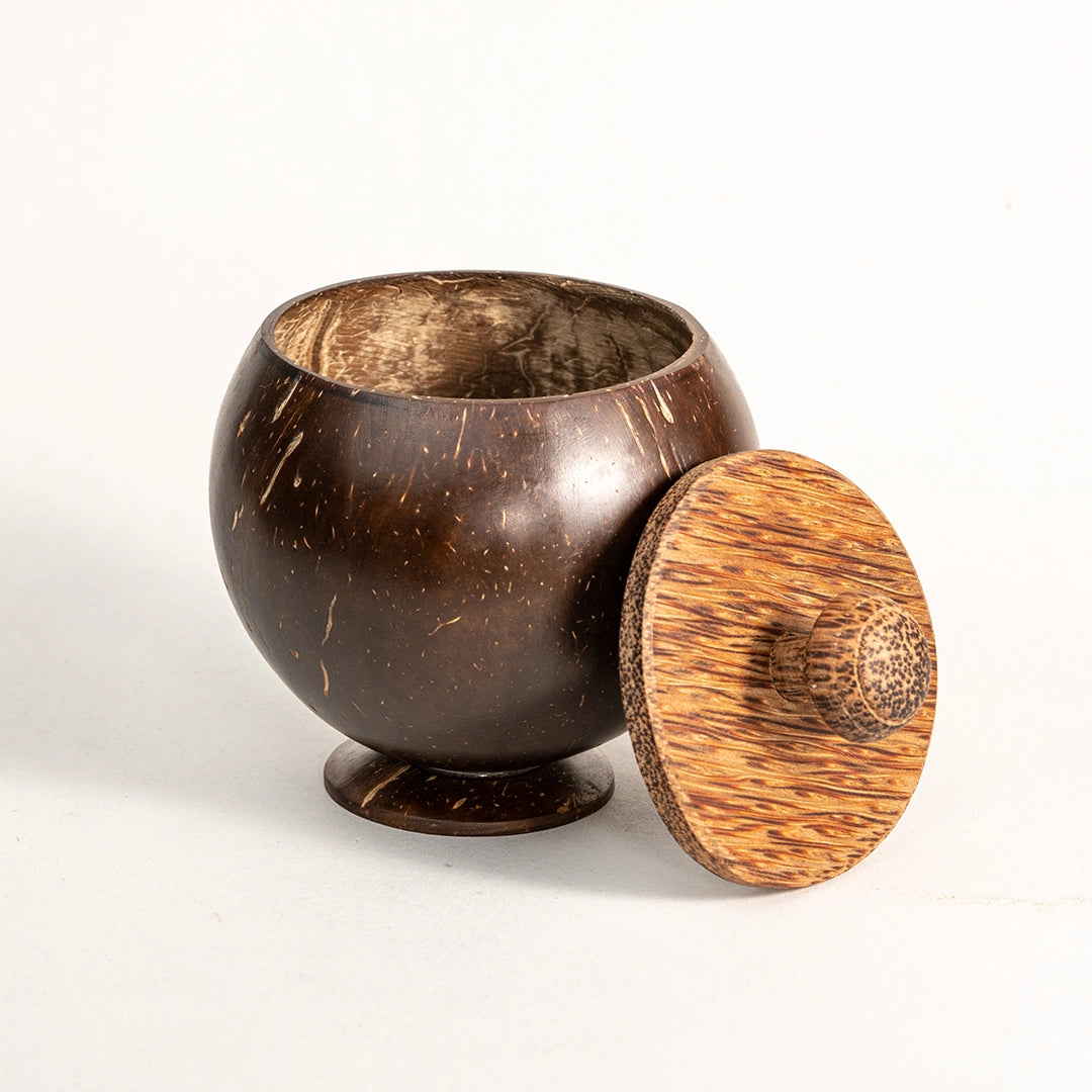 Coconut Shell Storage Container With Lid